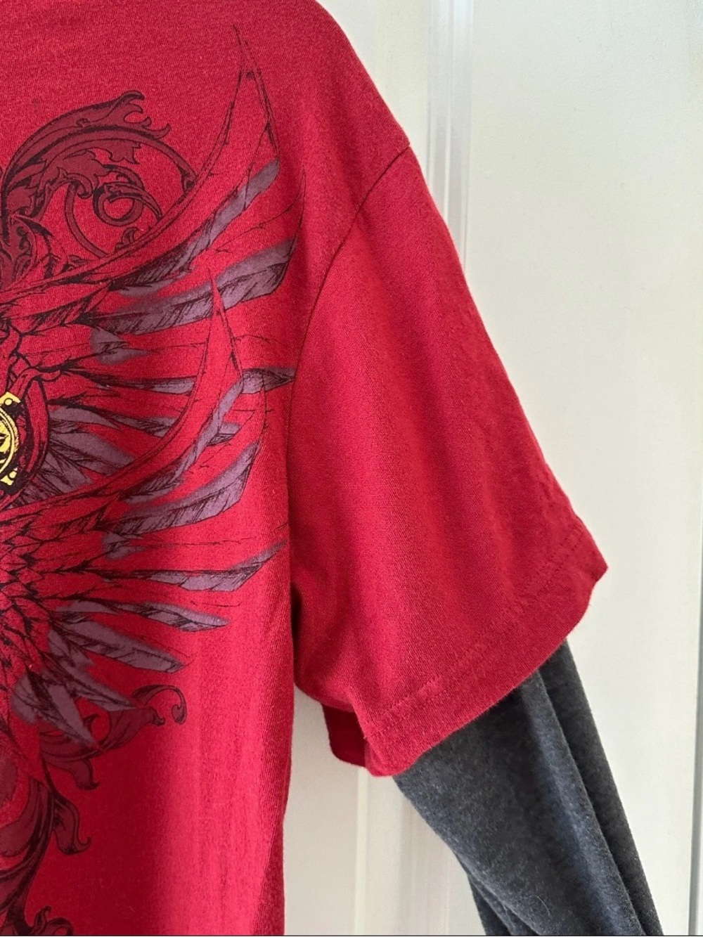 Helix Red Cross Wing Double Layer Long Sleeve Shirt Men's Size Medium Cyber Y2K - Picture 12 of 15